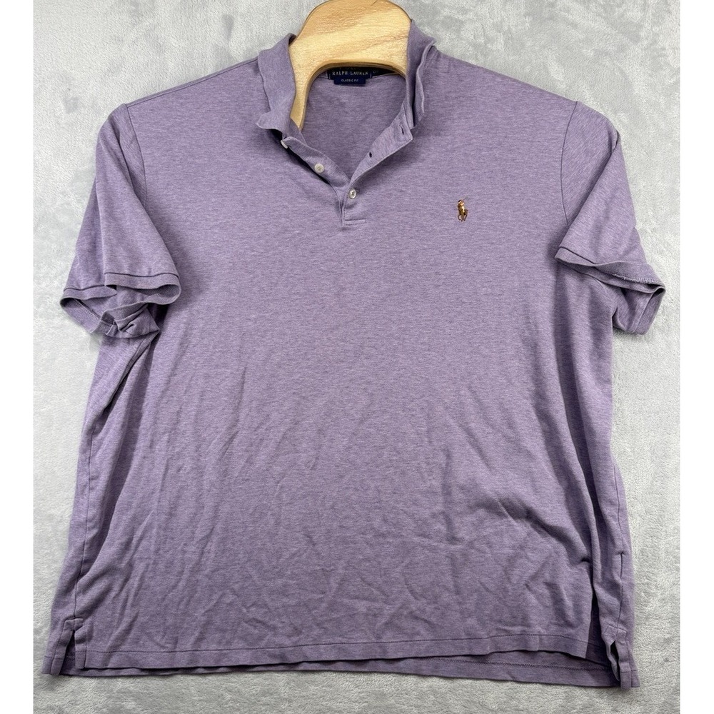 Polo Ralph Lauren Polo Shirt Classic Fit Cotton Purple Men's Size 2XL